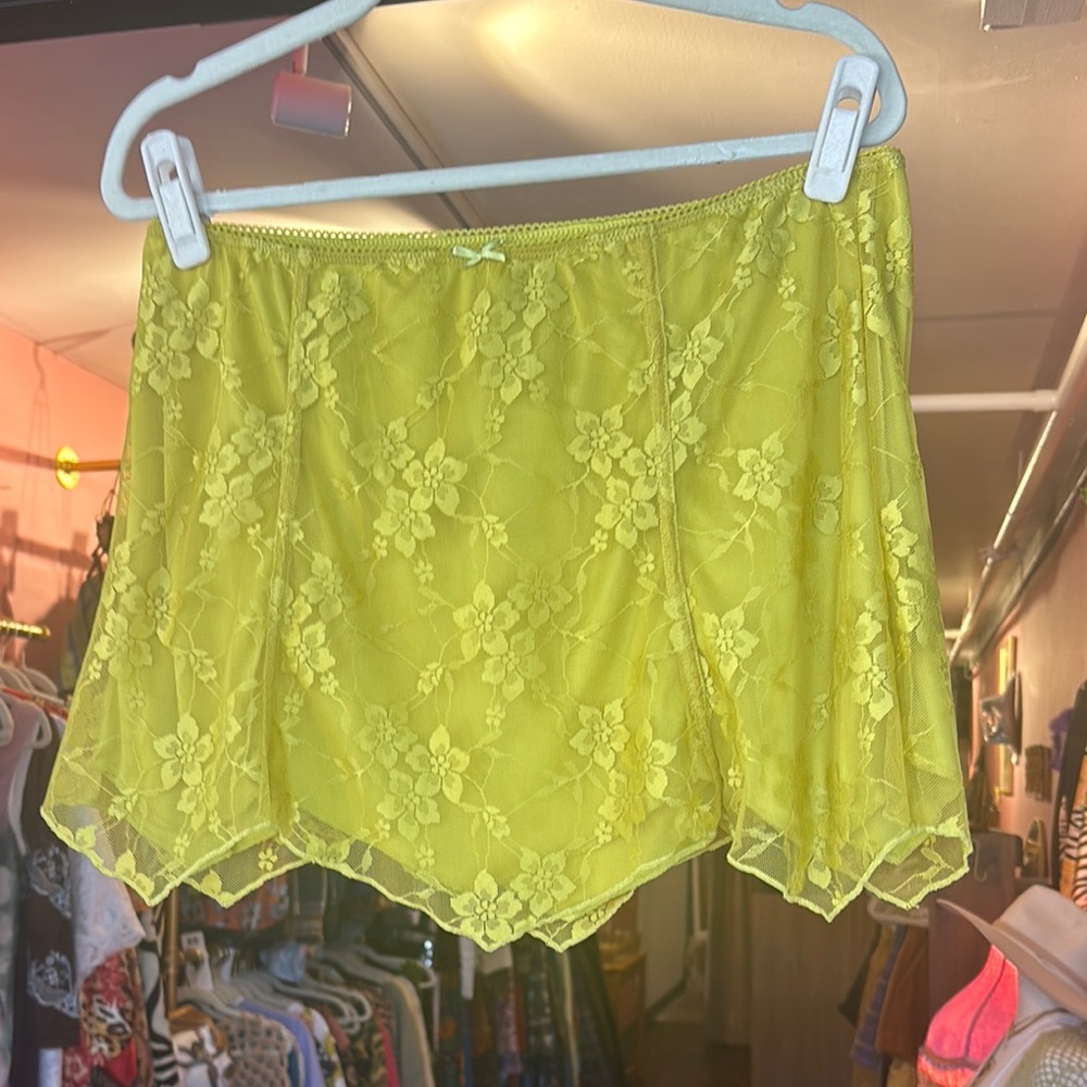 Urban Outfitters Yellow Lace Chemise Romantic Scalloped Hem
